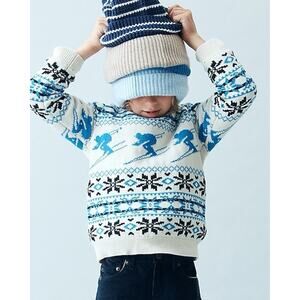 NWT $98 Crewcuts Kids Boys Ski Fair Isle Cotton Sweater XL 12-13 Winter Outdoors